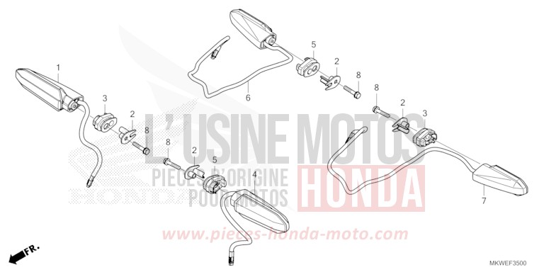 CLIGNOTANT de NC750X "Méca" MAT PEARL GLARE WHITE (NHB54) 2025